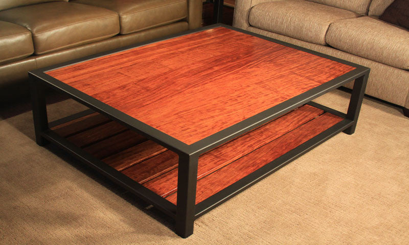 Bubinga and Steel Coffee Table