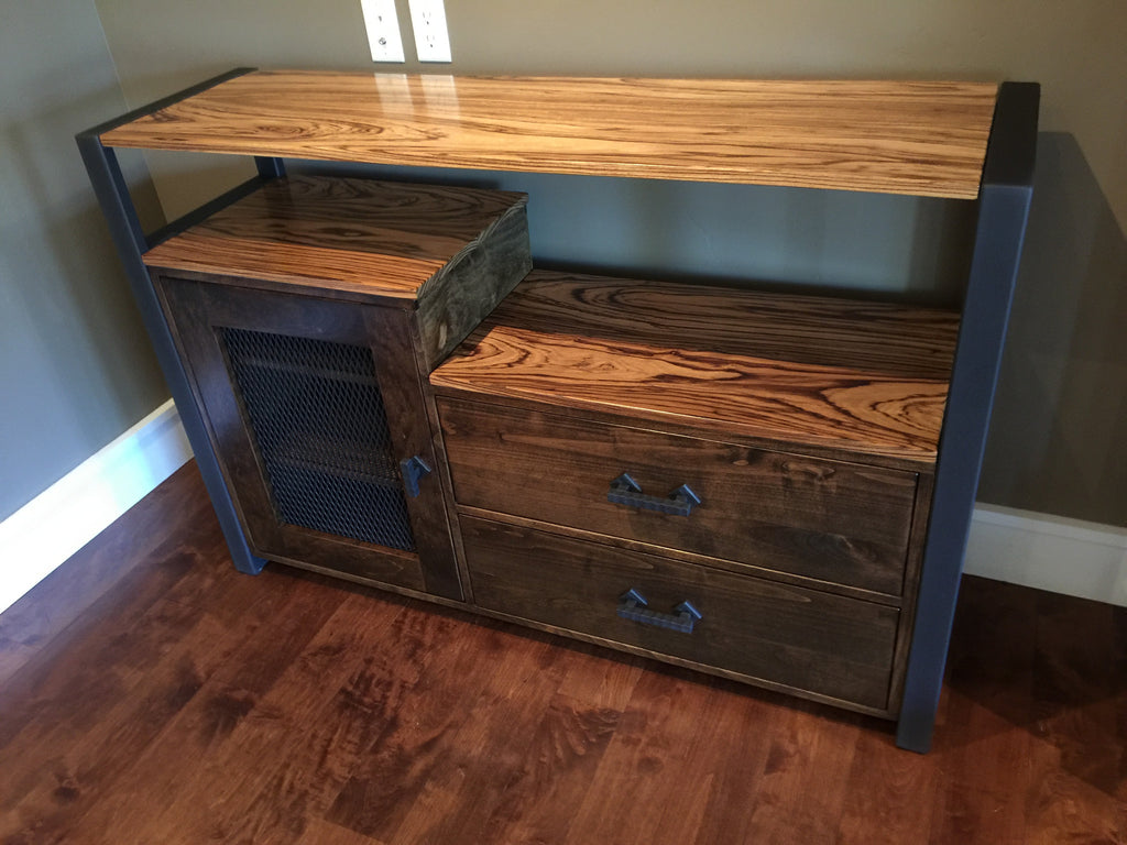 Zebrawood Tiered Shelved Media Console