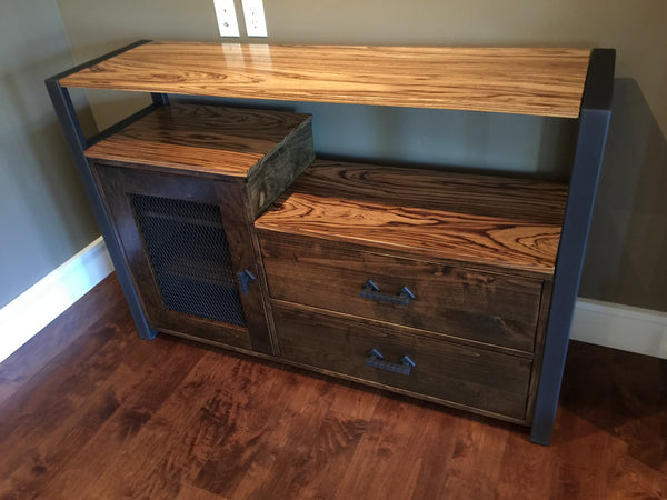 Zebrawood Tiered Shelved Media Console