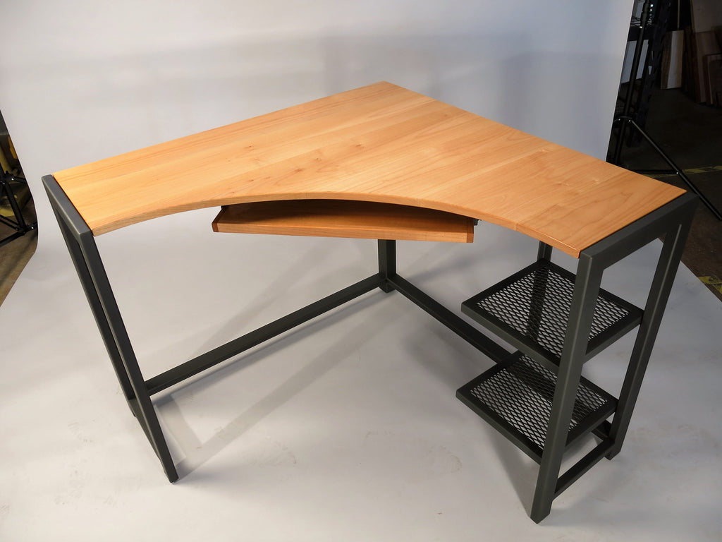 Western Maple Corner Radius Computer Workstation - TerraSteel Furniture Design, LLC - Bend, OR