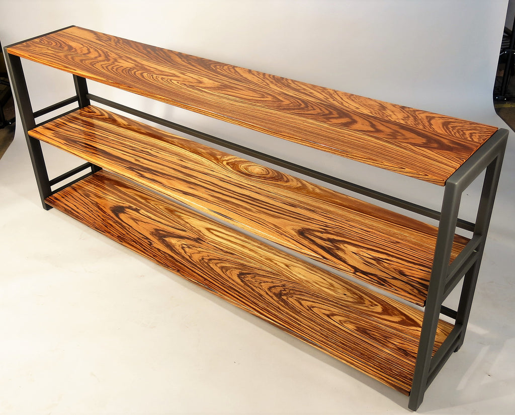 Zebrawood Console Bookshelf - TerraSteel Furniture Design, LLC - Bend, OR