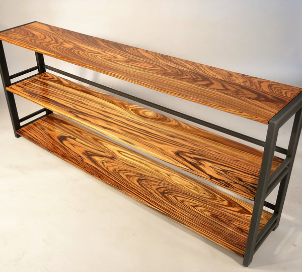 Zebrawood Console Bookshelf - TerraSteel Furniture Design, LLC - Bend, OR
