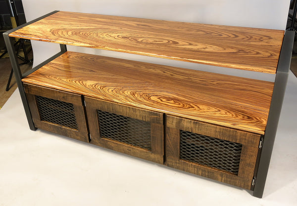 Zebrawood and Maple Media Console - TerraSteel Furniture Design, LLC - Bend, OR