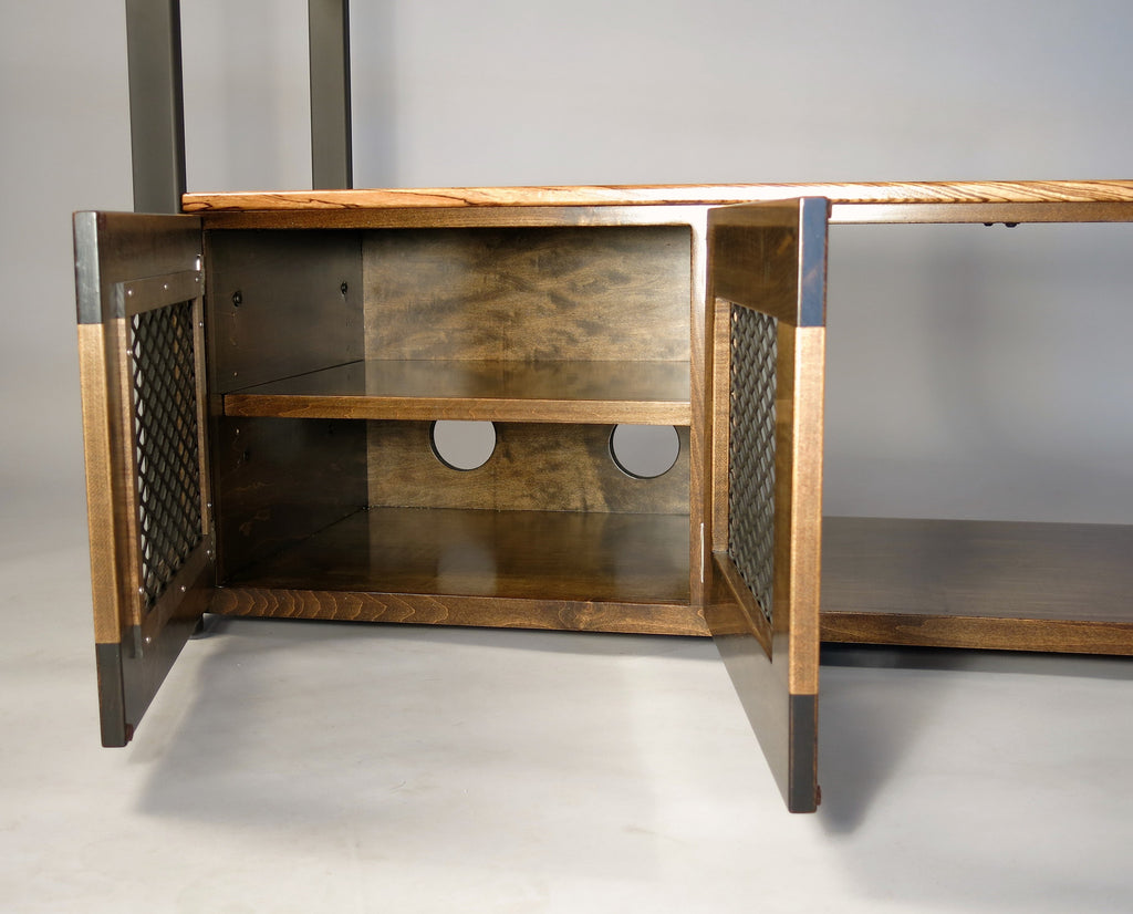 Zebrawood and Maple Media Console - TerraSteel Furniture Design, LLC - Bend, OR