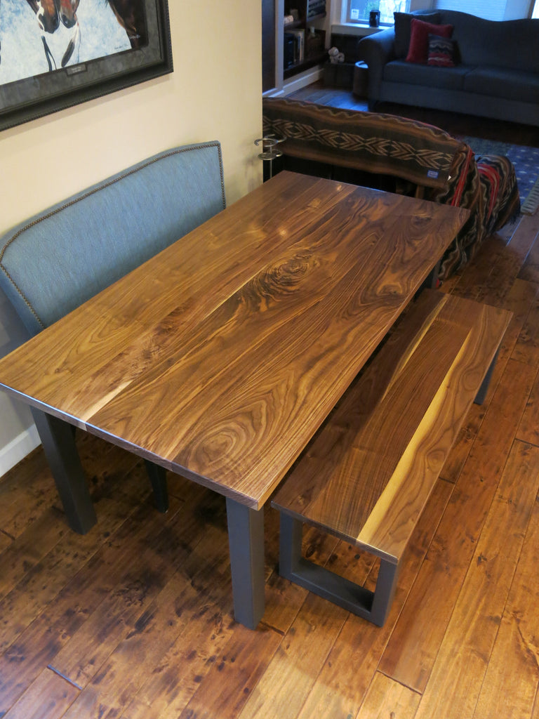 Black Walnut Parson's Style Dining Table w/ Bench