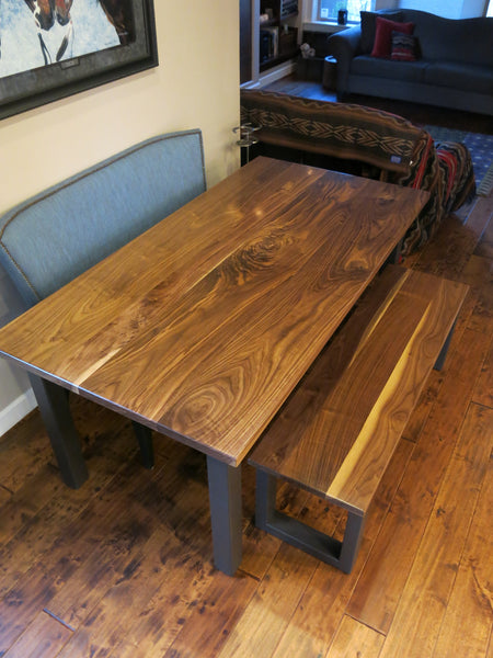 Black Walnut Parson's Style Dining Table w/ Bench