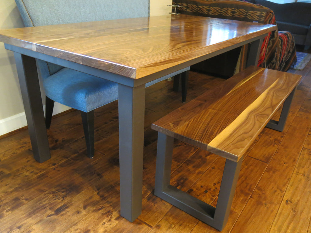 Black Walnut Parson's Style Dining Table w/ Bench
