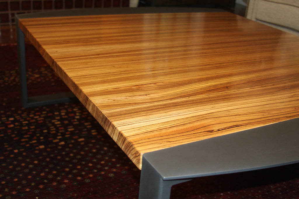 Zebrawood Coffee Table w/ Organic Steel Radius