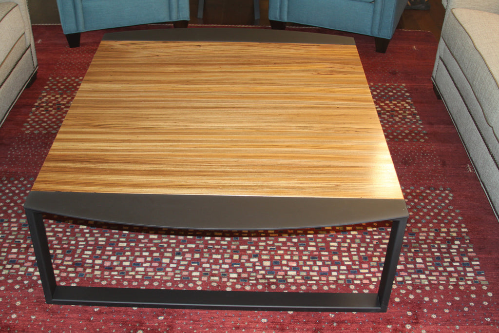 Zebrawood Coffee Table w/ Organic Steel Radius