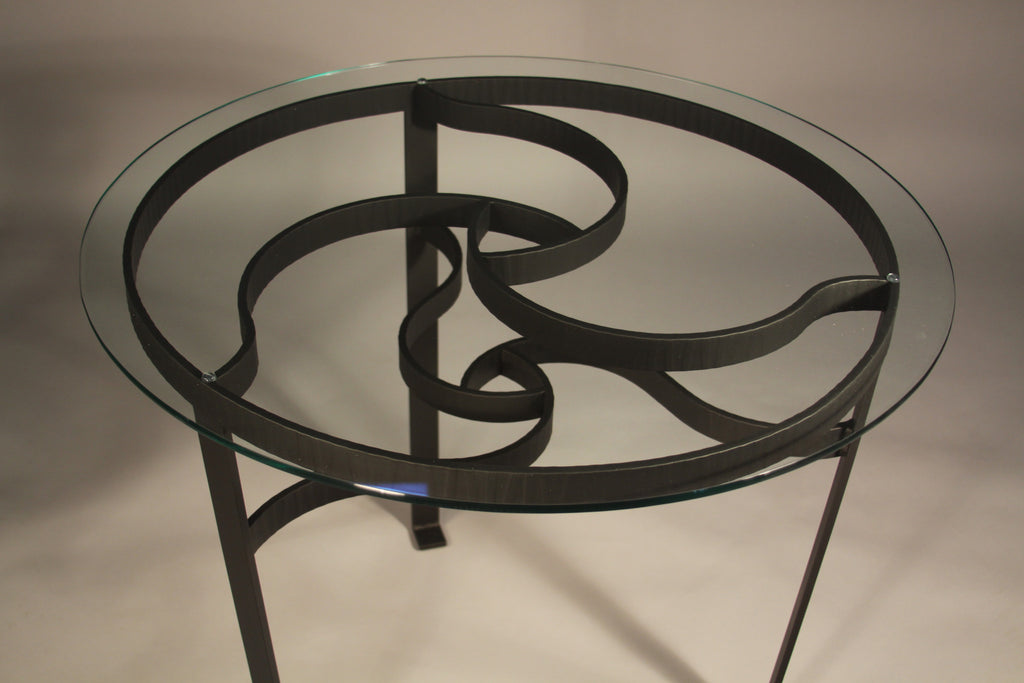 Celtic Knot Parlor Table w/ Glass Top - TerraSteel Furniture Design Bend, OR