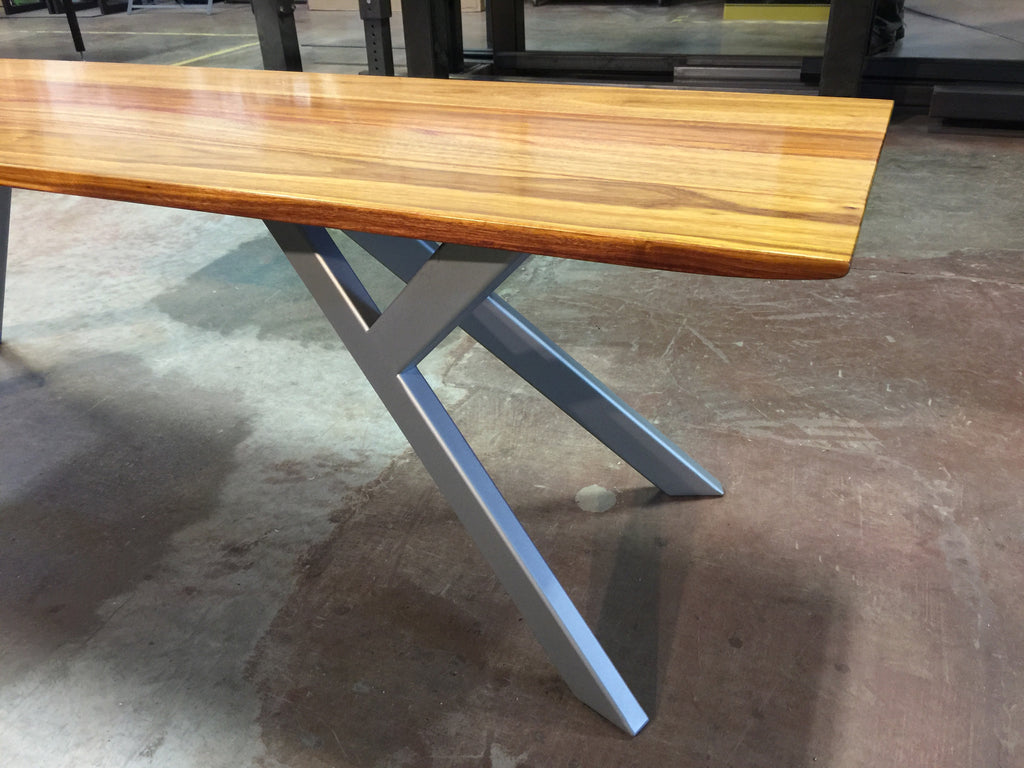 Canary Wood Asian Bench "y" legs - TerraSteel Furniture Design, Bend OR