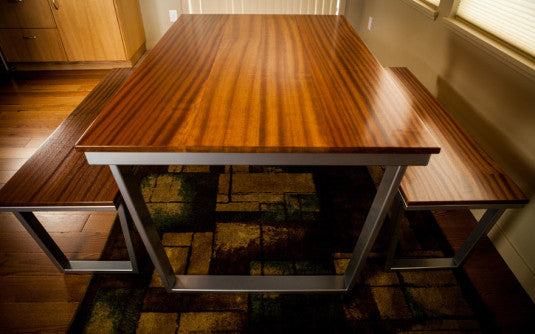 Custom Dining Table and Benches - TerraSteel Design - Bend, Oregon