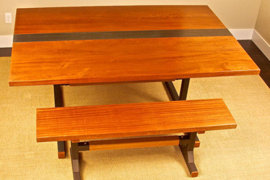 Custom Dining Table and Benches - TerraSteel Design - Bend, Oregon